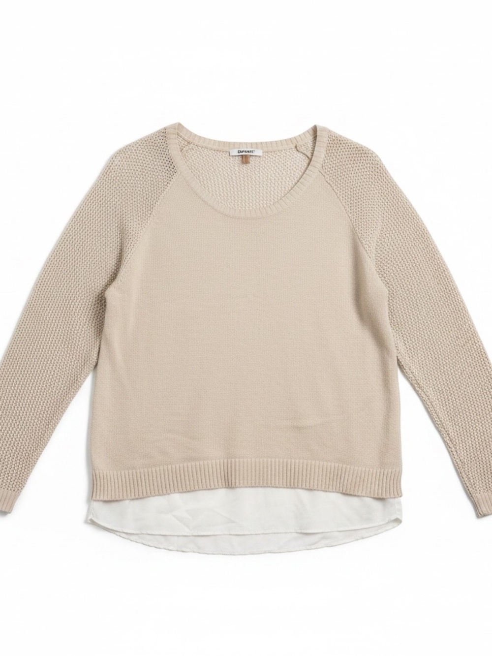 DKNYC Layered- Look Knit Sweater w/ Woven Shirttail Hem Size 3X